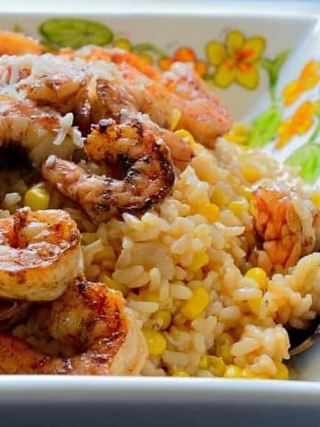 Fresh Corn Risotto with Shrimp and Salsa Verde