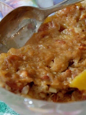 Peach Crisp with Caramel and Almonds